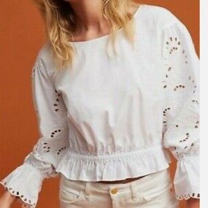 Maeve for anthropology white eyelet top size medium